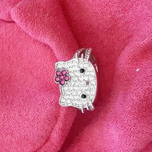 Sterling silver Diamonique Hello Kitty ring